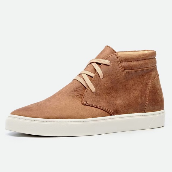 Nisolo Cortez Mid Top Brown Leather Sneaker Waterproof Size 12.5 Vibram Soles - Picture 1 of 9